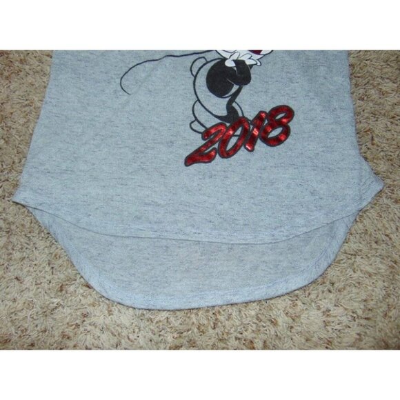 Womens Pajamas Shirt Large Disney Minnie Mouse Gray Red Foiled Short Sleeve Top - Picture 4 of 5